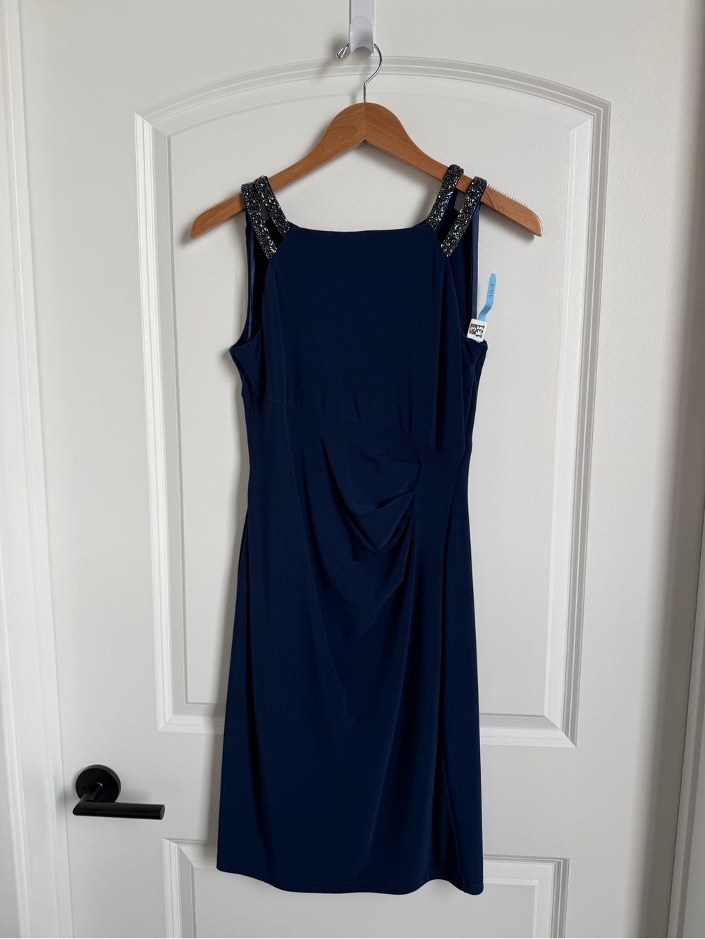 Ralph Lauren Navy Beaded-Strap Midi Dress